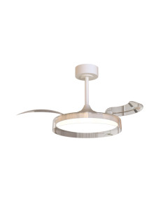 Ventilador de techo pequeño Glass Fan con luz LED 36W y mando, blanco - Mantra