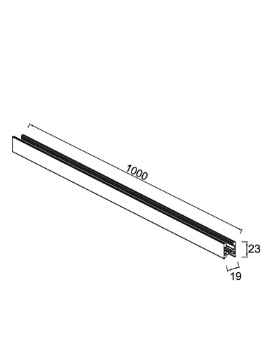 Perfil carril magnético 48V Magneto Mini 100 cm, negro - Mantra