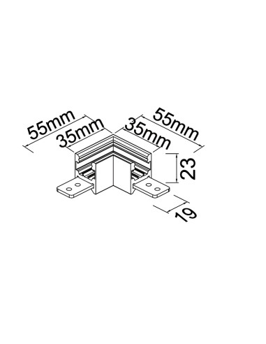 Ángulo 90º para carril magnético Magneto Mini, negro - Mantra